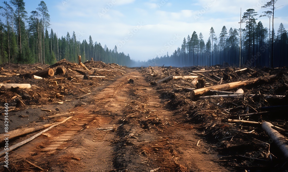 Forest Clearing: A Path Through a Deforested Area Forest Clearing: A Path Through a Deforested Area
