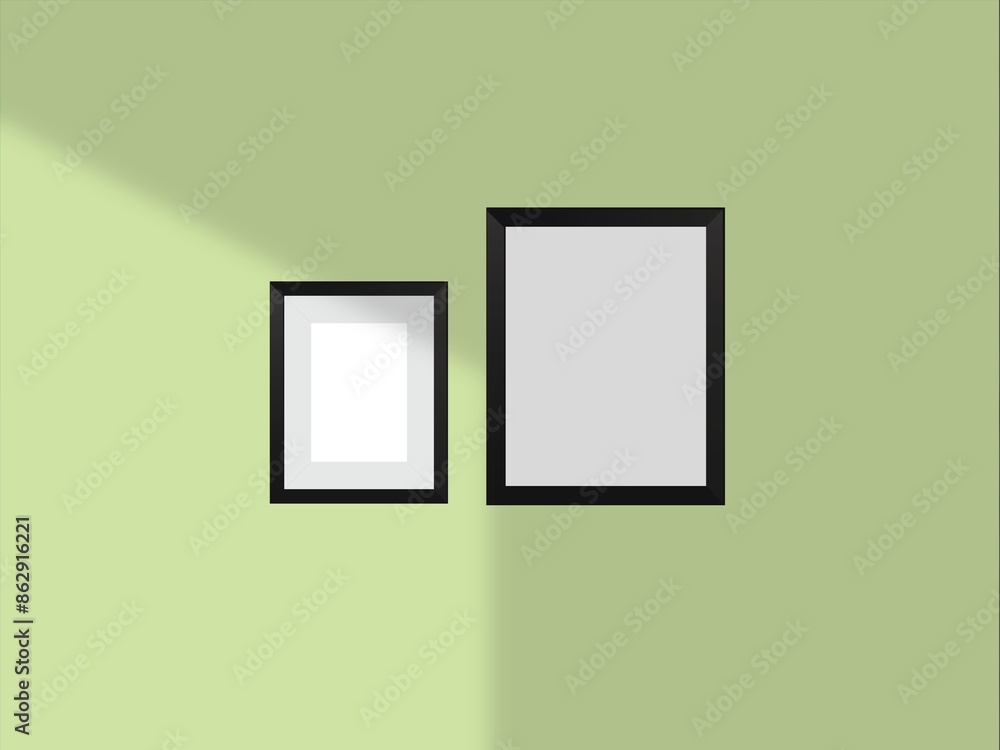 Blank mockup frame photo minimal with soft shadows and light overlay as template for design presentation, promotion, portfolios etc.