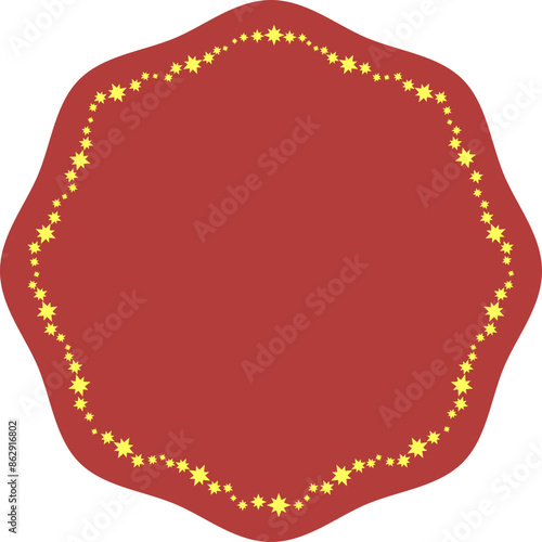 Wavy edge circle badge illustration. Blank copy space for your design 