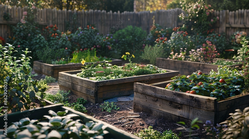 Diverse vegetable garden in a community setting, fostering collaboration and green practices among residents. Diverse vegetable garden in a community setting, fostering collaboration and green practices among residents.
