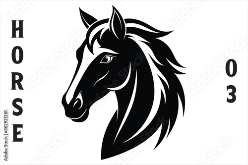 "Elegant Equine: Horse Head Silhouette Vector"