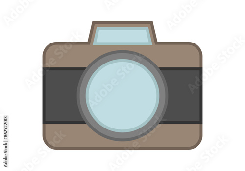 Cámara de fotos marrón en fondo blanco