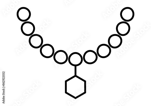 Icono negro de collar de perlas con diamante