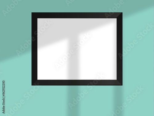 Photo frame mockup minimal with soft shadows and light overlay as template for design presentation