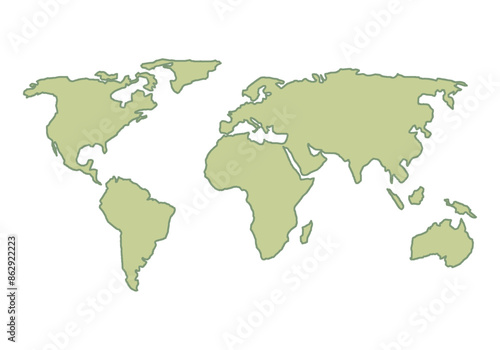 Mapa mundo verde del mundo en fondo blanco