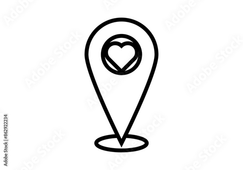 Icono negro de marcador con corazón