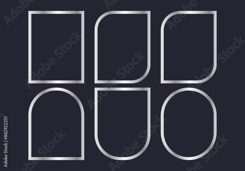 Fondo de marcos plateados en fondo negro