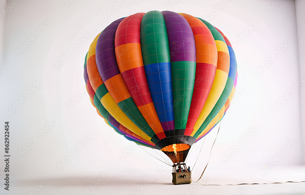 Fototapeta premium a colorful hot air balloon grounded on a ,white background,beauty