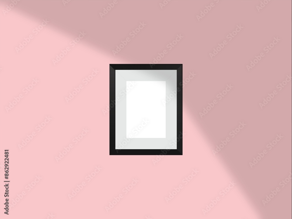 Photo frame mockup minimal with soft shadows and light overlay as template for design presentation