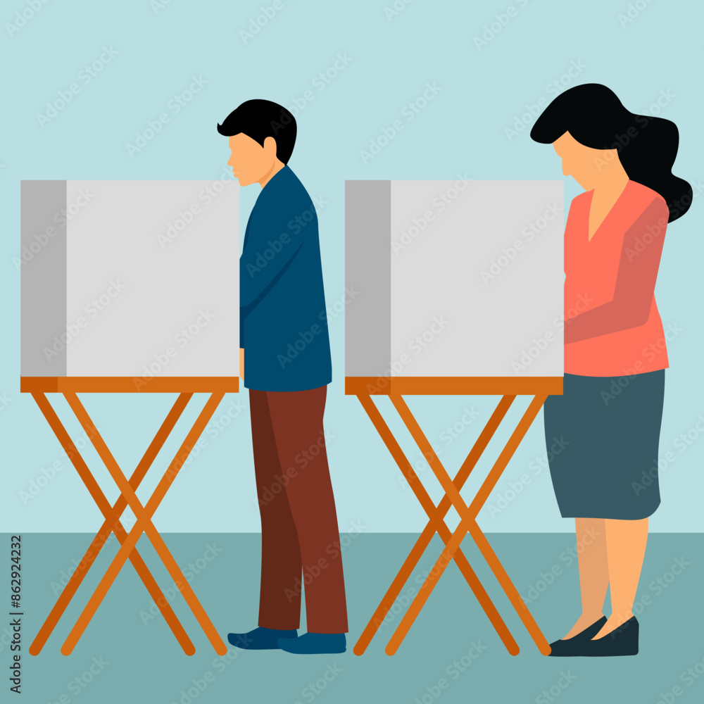 Businessmen and businesswomen standing for vote. Vector illustration Businessmen and businesswomen standing for vote. Vector illustration