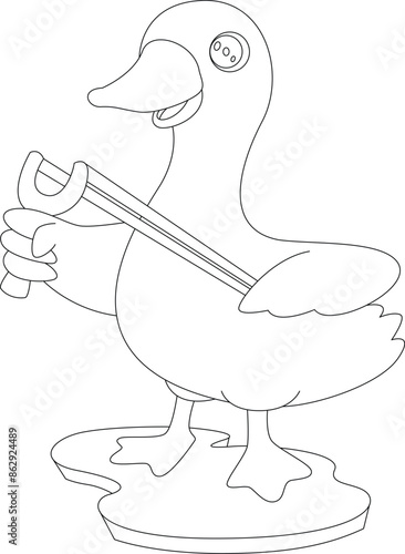 Duck Slingshot Animal Vector Graphic Art Illustration