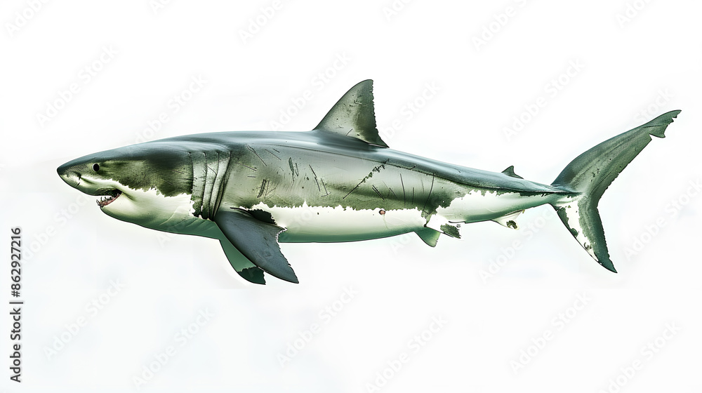 Huge white shark isolated on white background Huge white shark isolated on white background