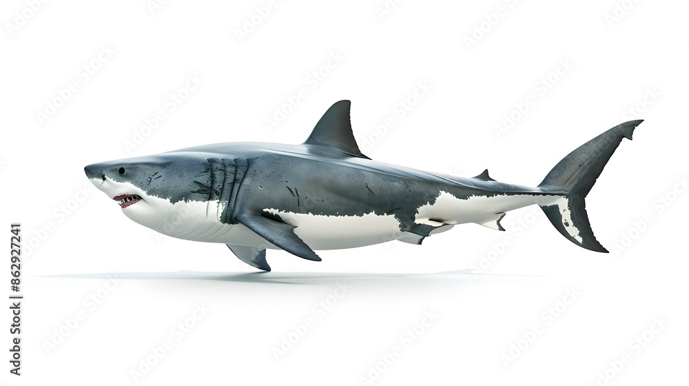 Huge white shark isolated on white background Huge white shark isolated on white background