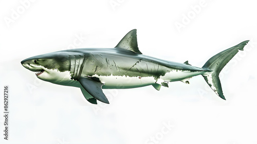Huge white shark isolated on white background