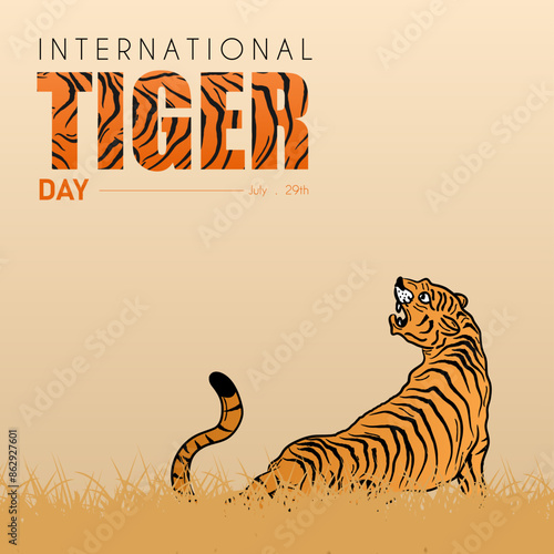 illustration of a Background for International tiger day. July 29th, great for greeting card, poster and banner