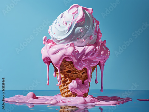 Eyecatching asty chocolate ice cream scoop in a wafer cup isolated on transparent background photo