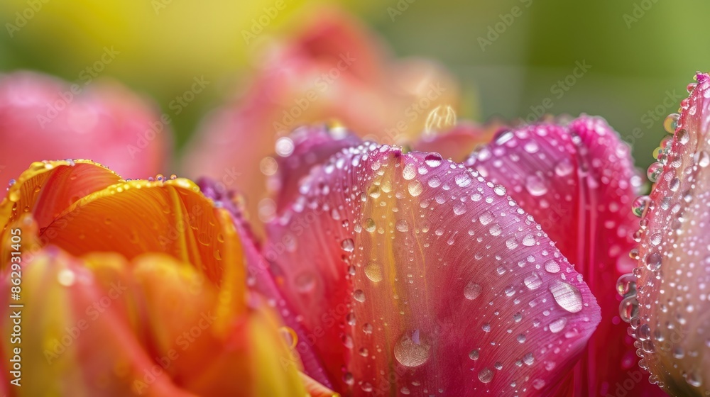 Serene Beauty of Dew-Kissed Tulips in Morning Light Serene Beauty of Dew-Kissed Tulips in Morning Light