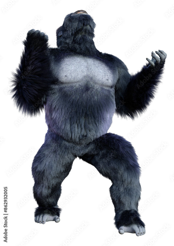 3D Rendering Black Gorilla Ape on White 3D Rendering Black Gorilla Ape on White