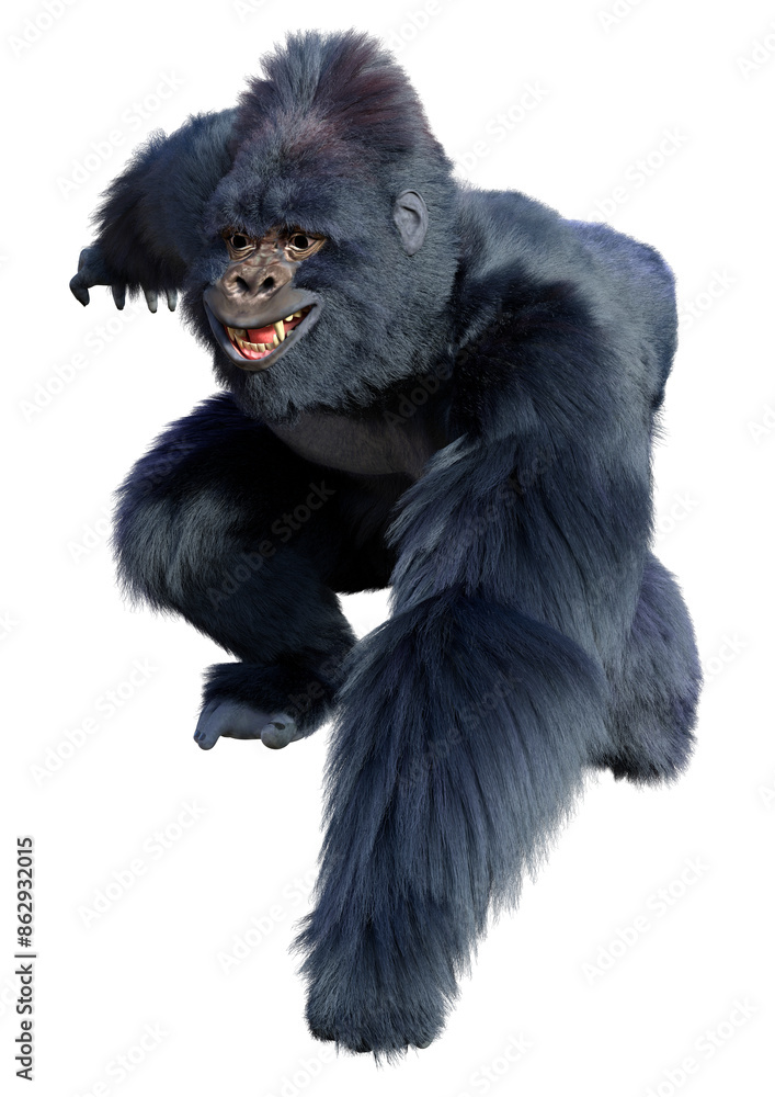 Fototapeta premium 3D Rendering Black Gorilla Ape on White