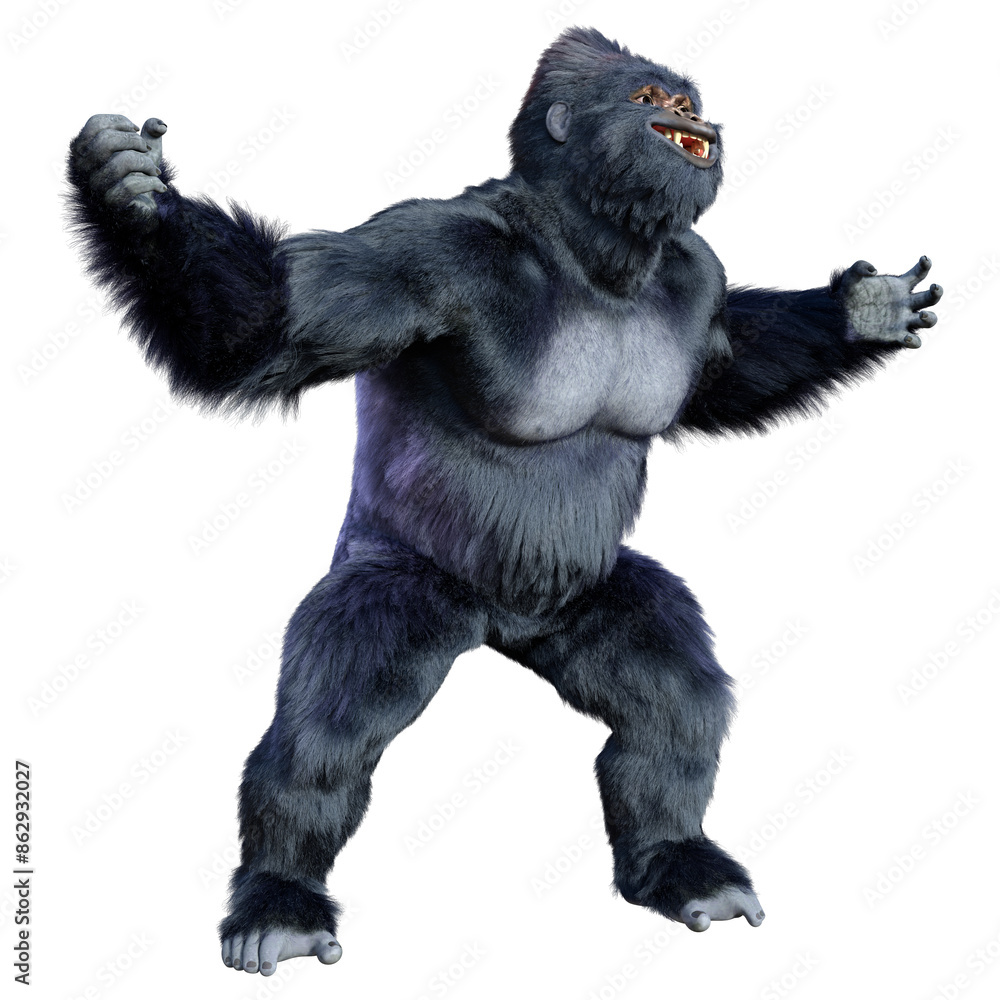3D Rendering Black Gorilla Ape on White 3D Rendering Black Gorilla Ape on White