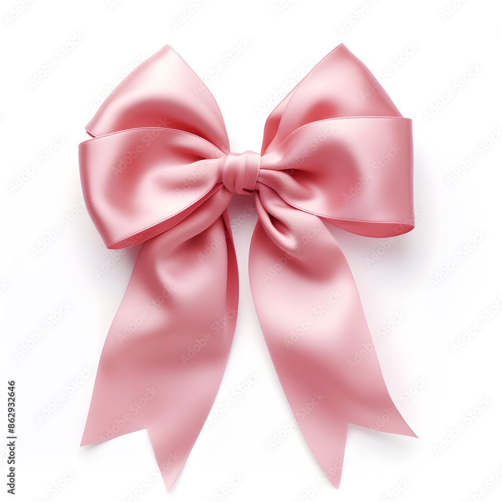Pink silky bow and ribbon isolated on white background Pink silky bow and ribbon isolated on white background
