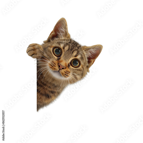 Obraz na płótnie 3d A cat peeking out from behind a corner. isolated on the white background w salonie