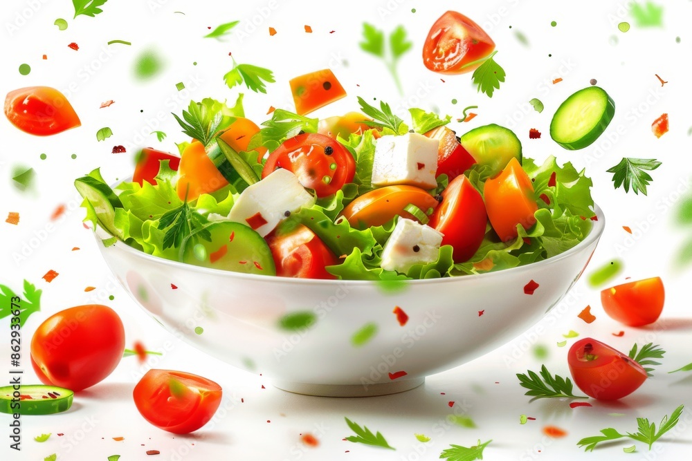 Fresh Salad with Feta Cheese and Vegetables Fresh Salad with Feta Cheese and Vegetables