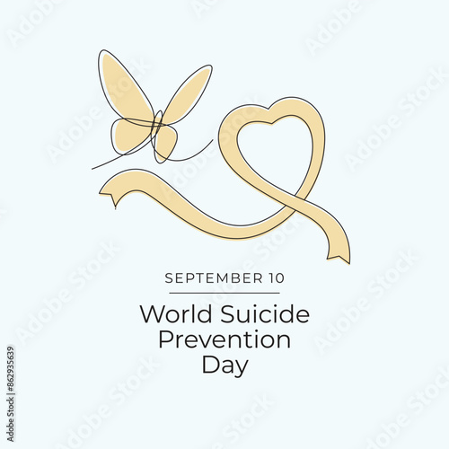 World suicide prevention day design template good for celebration. Line ribbon template design. Continuous line. eps 10.