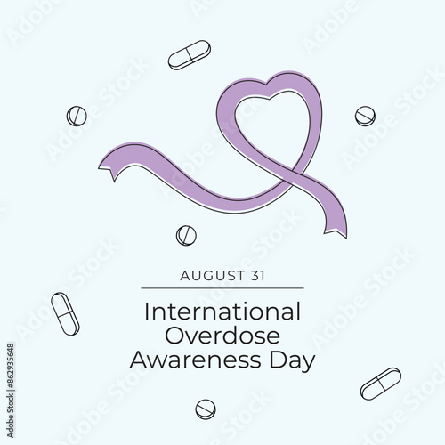 International Overdose Awareness Day. Line art design. Vector line art. Good for usage. Continuous line. eps 10.
