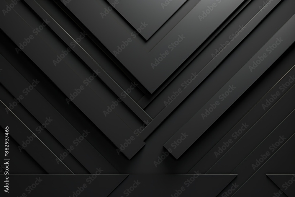 Abstract geometric black background with diagonal stripes, shapes. Futuristic technology style. Minimal design. 3d effect. Abstract geometric black background with diagonal stripes, shapes. Futuristic technology style. Minimal design. 3d effect.