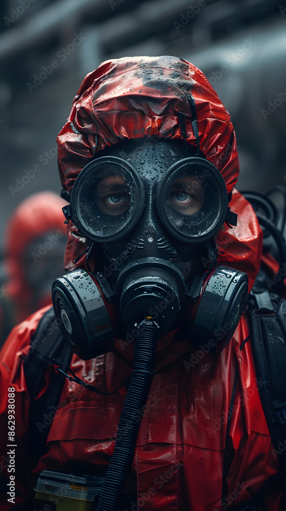 Man Wearing Protective Gas Mask Man Wearing Protective Gas Mask