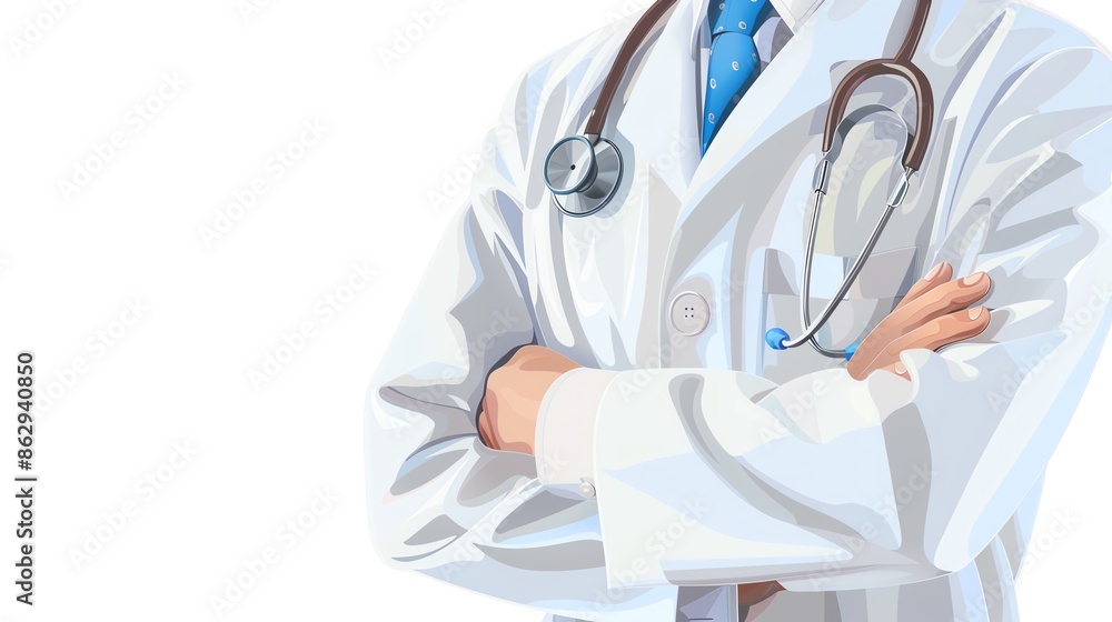 Vector illustration of a doctor with a stethoscope on an isolated white background, perfect for healthcarethemed designs and medical promotions Vector illustration of a doctor with a stethoscope on an isolated white background, perfect for healthcarethemed designs and medical promotions