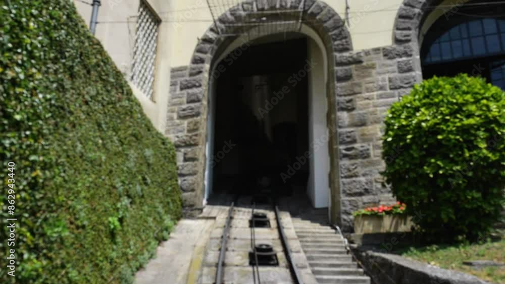 San Vigilio funicular in Bergamo, Italy San Vigilio funicular in Bergamo, Italy