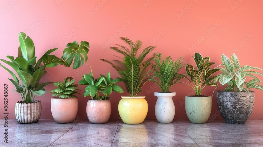 assortment of vibrant plants in stylish ceramic pots perfect for adding life to any space 3d rendering assortment of vibrant plants in stylish ceramic pots perfect for adding life to any space 3d rendering