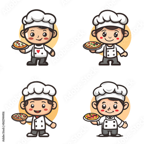 chef man with pizza mascot character