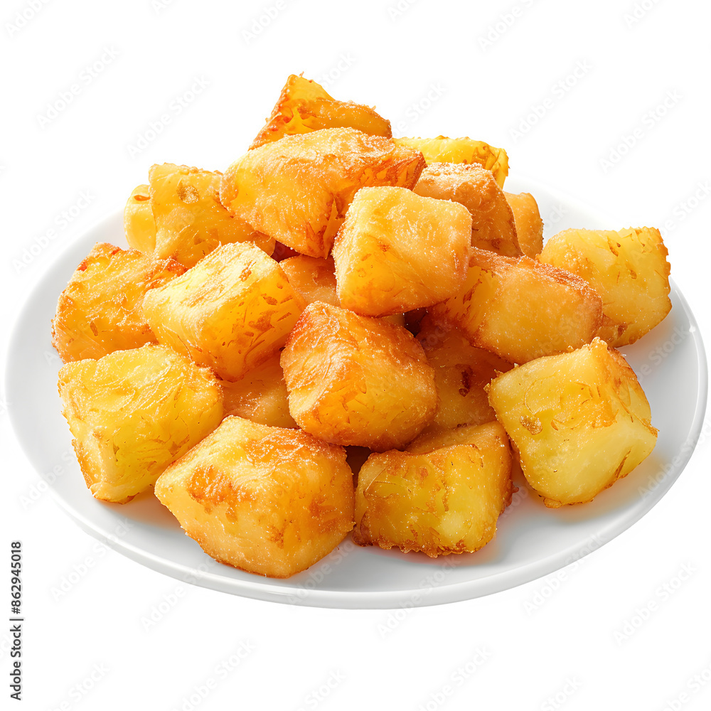 Crispy patatas bravas on transparent background Crispy patatas bravas on transparent background