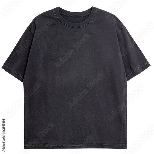 PNG Oversized Washed Out Black Blank Heavyweight Cotton T-shirt Mockup Isolated On Transparent Background
