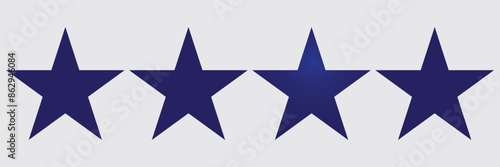Star blue icon on transparent background. Customer feedback concept. Vector 5 stars rating review. Quality shape design. Vector yellow isolated five stars.