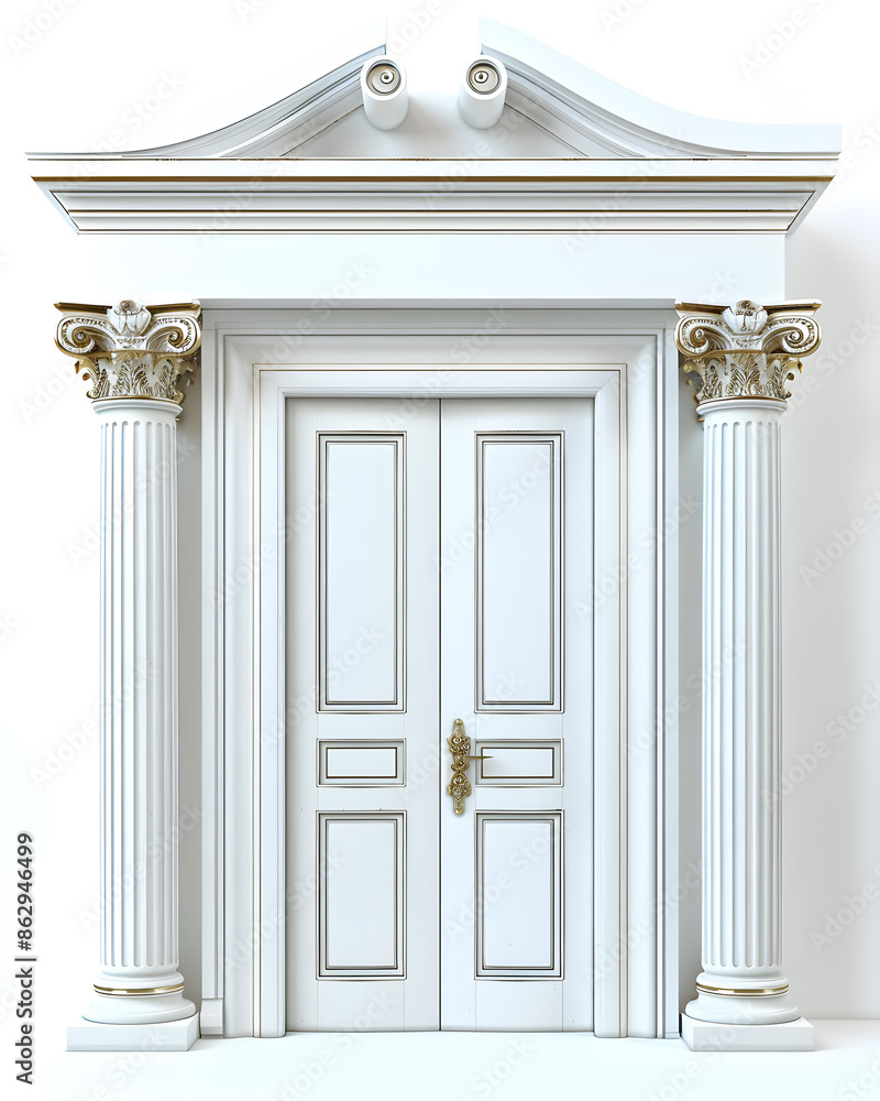 Classic framed white door isolated on white background Classic framed white door isolated on white background