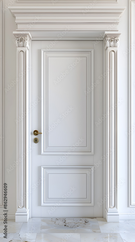 Classic framed white door isolated on white background Classic framed white door isolated on white background