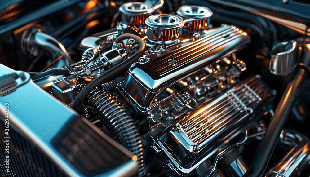 engine repair. cylinder head in the workshop, Car engine on grey background engine repair. cylinder head in the workshop, Car engine on grey background
