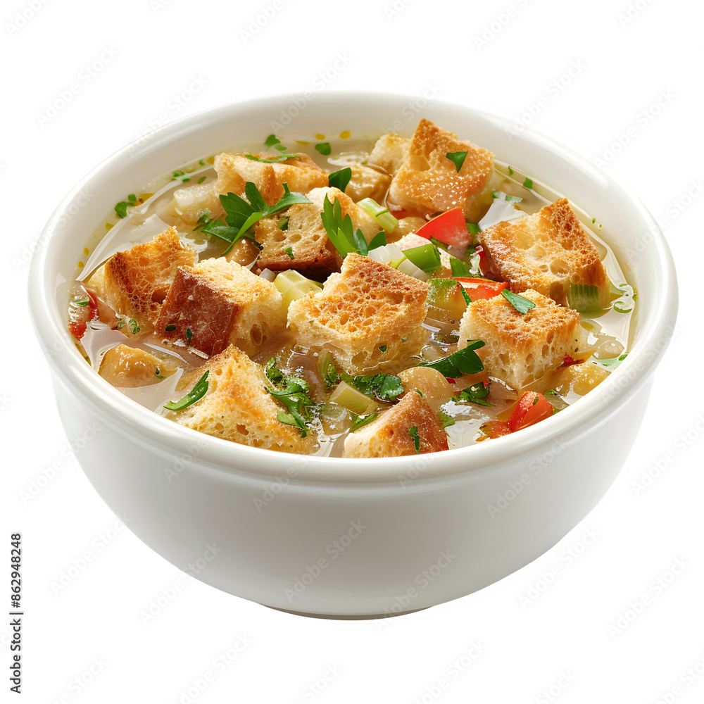 Traditional spanish garlic soup on transparent background Traditional spanish garlic soup on transparent background