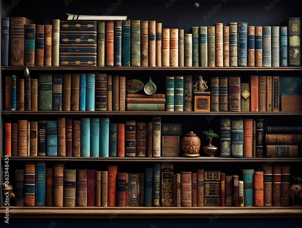 Generous Books in bookcase seamless pattern Generous Books in bookcase seamless pattern