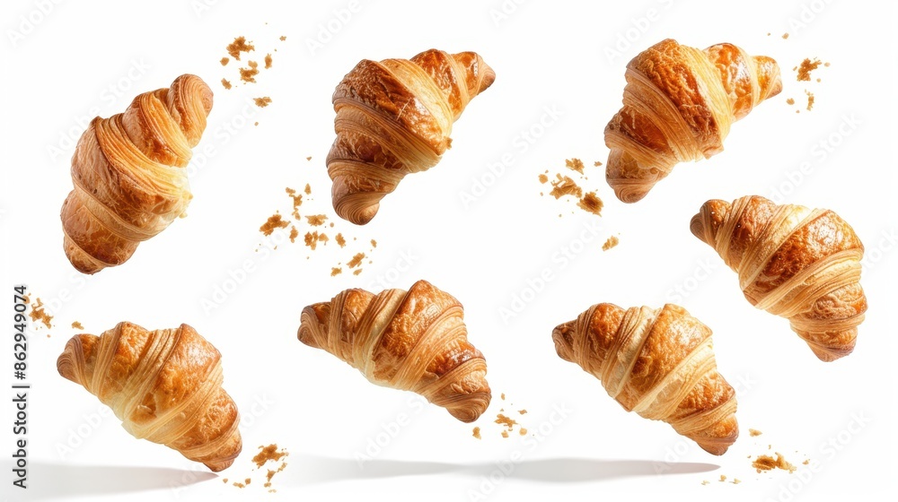 Seven Croissants in Mid-Air Seven Croissants in Mid-Air