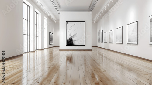 Wallpaper Mural Clean art gallery with white walls and black and white painting Torontodigital.ca