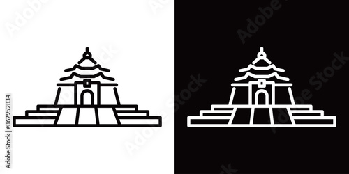 シンプルな国立中正紀念堂のラインアイコン
