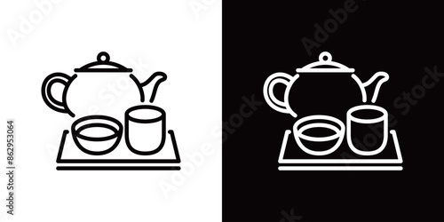 シンプルな台湾茶のラインアイコン