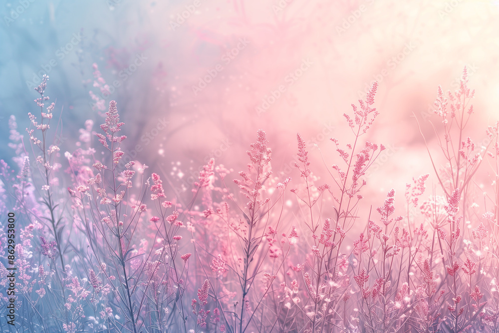 Ethereal pastel wildflowers in soft morning light Ethereal pastel wildflowers in soft morning light