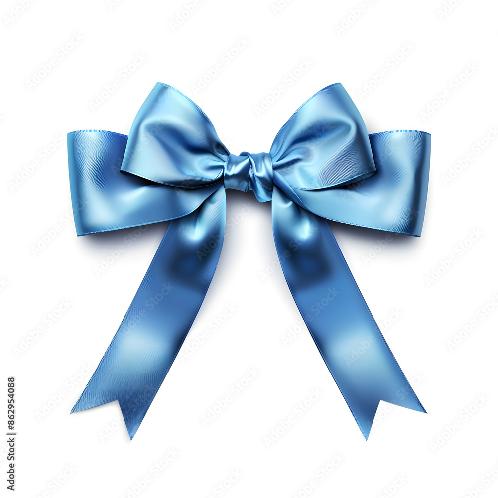 Blue silky bow isolated on white background Blue silky bow isolated on white background