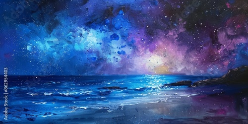 Wallpaper Mural Oil painting of a beautiful seascape at night. Torontodigital.ca